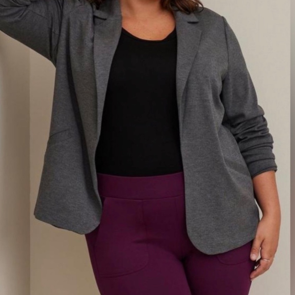 Torrid Jersey Knit Open Front Career Office Gray Blazer Torrid Size 6 6X/30